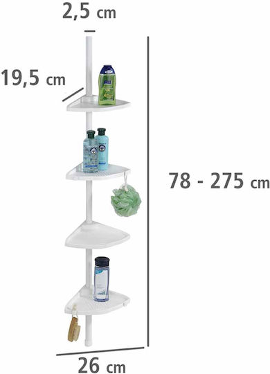 Wenko Compact Corner Floor Bathroom Shelf Plastic with 4 Shelves 26x19.5x27.5cm White