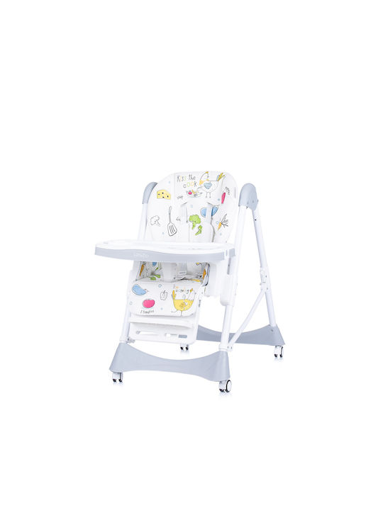 Chipolino Bambino Foldable Highchair with Metal Frame & Leatherette Seat Glacier