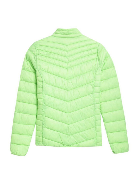 F094 Κοντό Γυναικείο Puffer Μπουφάν για Χειμώνα Πράσινο