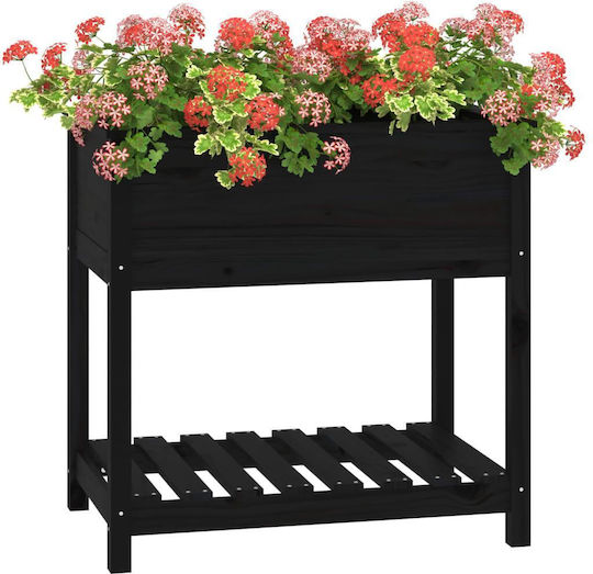vidaXL Blumenkasten Hölzernes Schwarz 82.5x54x81cm.