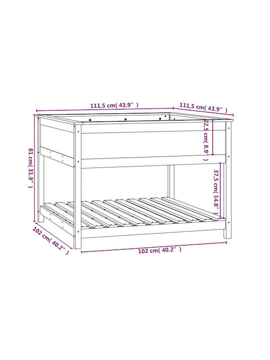 vidaXL Planter Box Wooden Black 111.5x111.5x81cm.