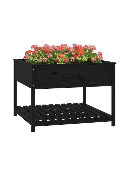vidaXL Planter Box Wooden Black 111.5x111.5x81cm.