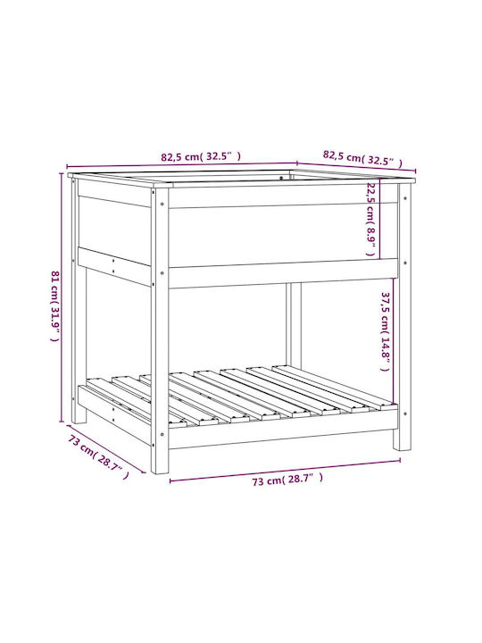 vidaXL Planter Box Lemn Gri 82.5x82.5x81cm.