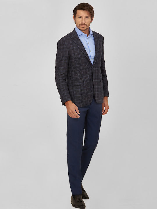 Wool and Cashmere Modern Fit Suit Jacket in Blue Check Kaiserhoff Blue Check SMALL PATTERN ALL DAY, CASUAL, BUSINESS