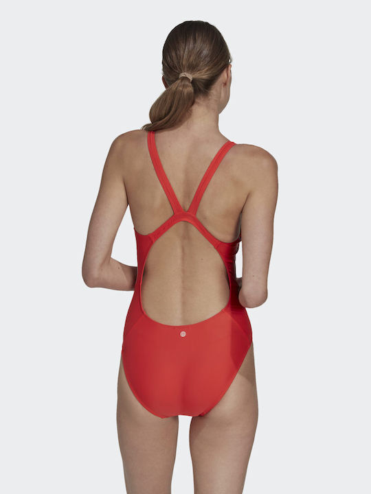 Adidas Wide Strap Racerback Swimsuit 3-Stripes Red