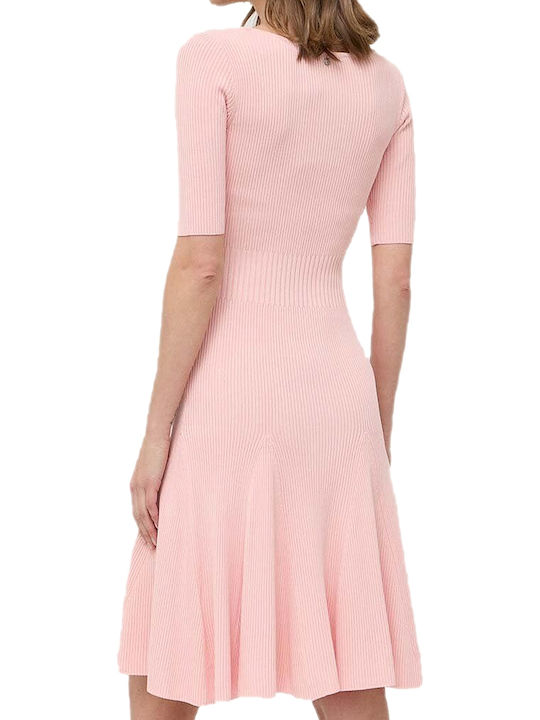 Guess Midi Dress with Ruffle Pink