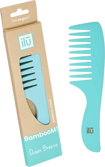 Ilu Bamboo Comb Comb Hair Light Blue