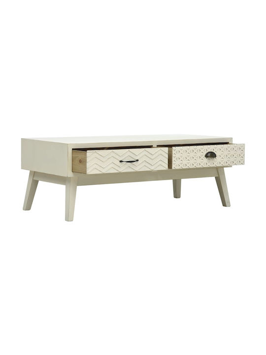 Rectangular Central Wooden Coffee Table with Drawers Gray M110xP50xH40cm