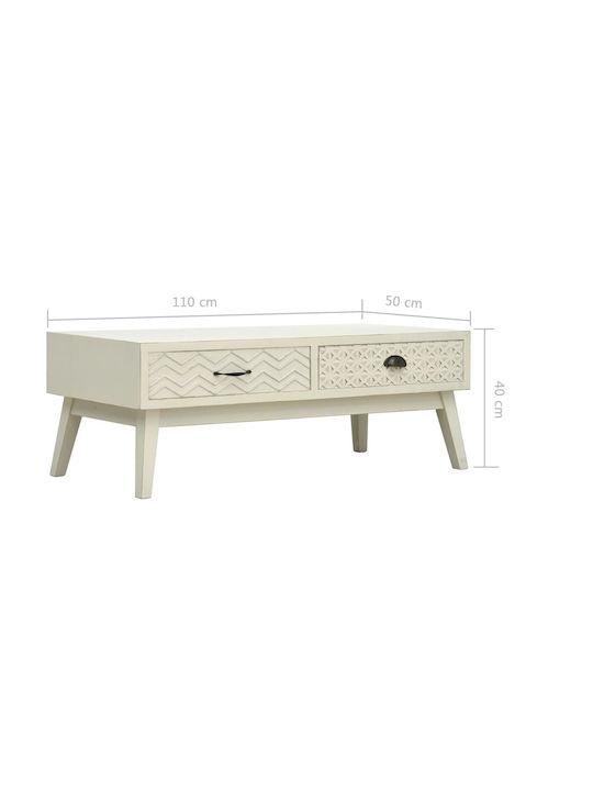 Rectangular Central Wooden Coffee Table with Drawers Gray M110xP50xH40cm