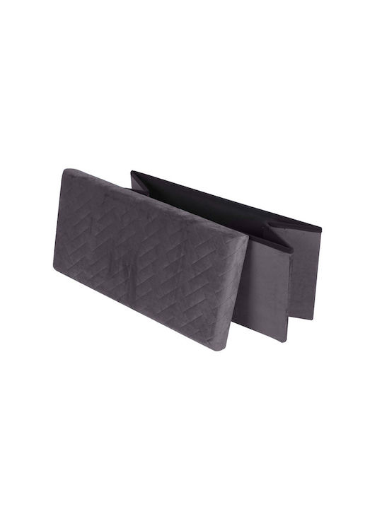 Stool Bench Stool Collapsible With Storage Space Upholstered with Velvet Dark Grey 76x38x38cm