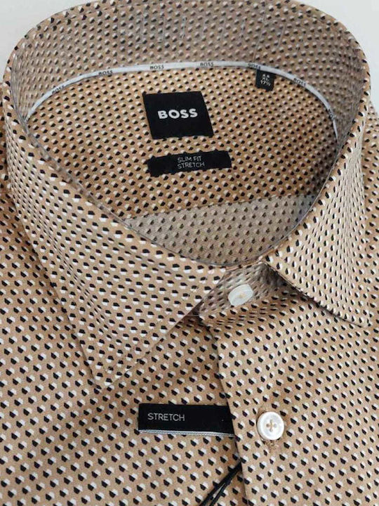 Hugo Boss Men's Shirt Long Sleeve Beige