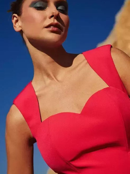 Damen Korsett Bluse Ärmellos Fuchsie
