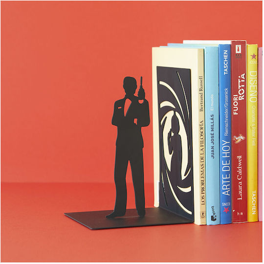 Metallisch Buchstütze Bond Secret Agent in Schwarz Farbe 10x17x12cm