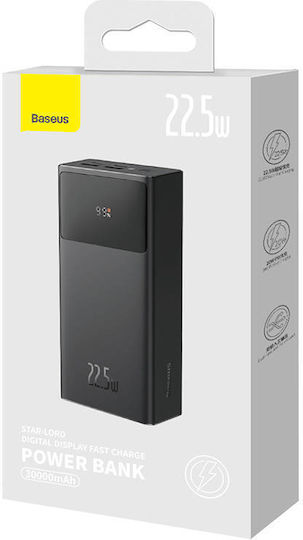 Baseus Star-Lord Power Bank 30000mAh 22.5W с 2 USB-A порта и USB-C порт Черен