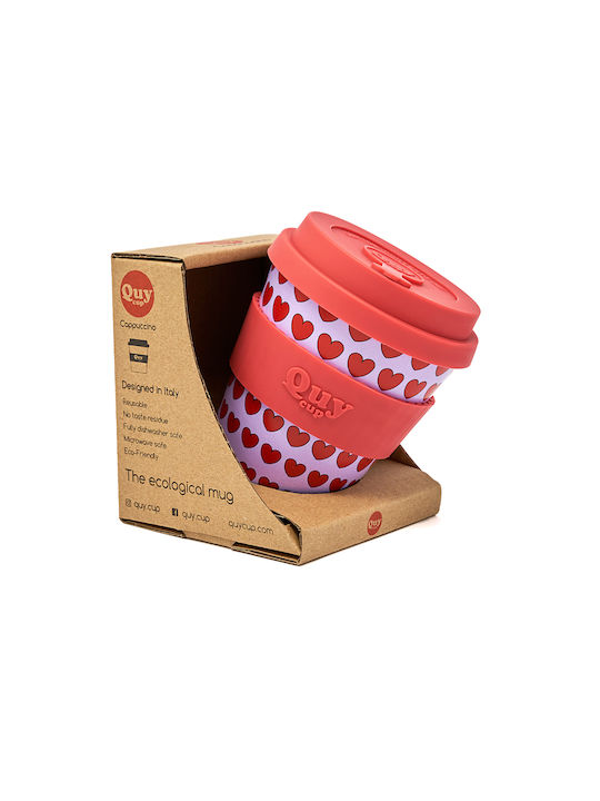 QuyCup Love Bamboo Cup with Lid Red 250ml