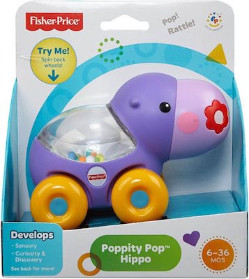 Fisher Price Push Along Poppity Pop Animals - Hippo with Sounds for 6++ Months