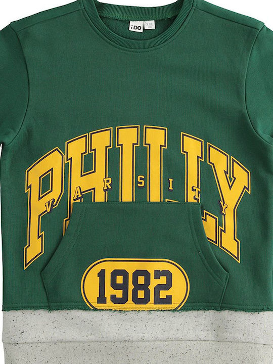 Kids Sweatshirt with Hood and Pockets Green