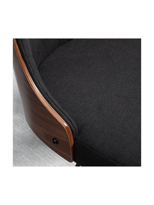 Hocker Bar mit Rückenlehne & Höhenverstellbar Black / Walnut 2Stück 47.5x50x93.5cm