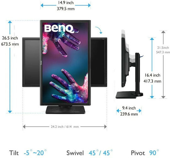 BenQ PD2700Q IPS Monitor 27" QHD 2560x1440 με Χρόνο Απόκρισης 4ms GTG
