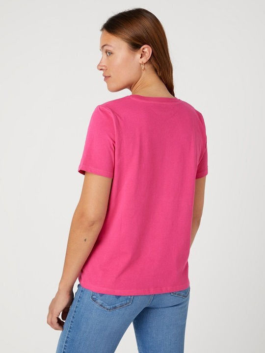 Wrangler Γυναικείο T-shirt Φούξια με Στάμπα