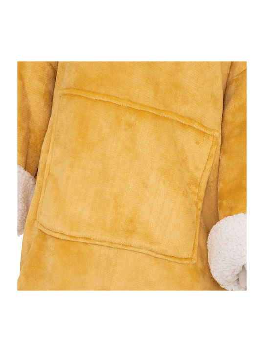A-S Hoodie Κουβέρτα Fleece με Μανίκια 85x118εκ. Ochre