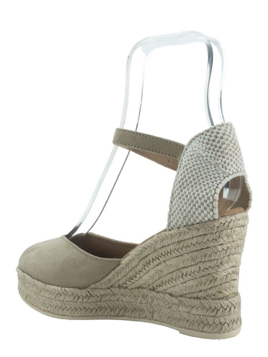 Women's Suede Platform Espadrilles Beige