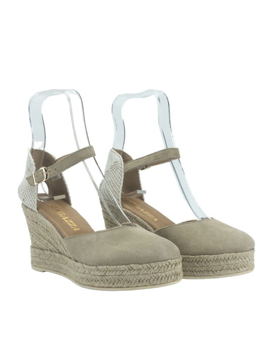Women's Suede Platform Espadrilles Beige