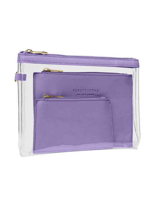 Funky Buddha Set Toiletry Bag FBL007-13310 Purple with Transparency FBL007-133-10-ROYAL-VIOLET
