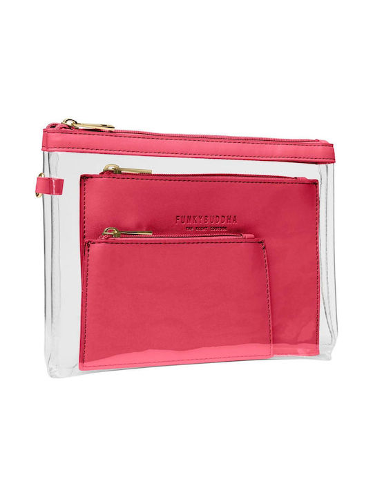 Funky Buddha Set Toiletry Bag FBL007-13310 Fuchsia with Transparency FBL007-133-10-PINK-FLAMBE