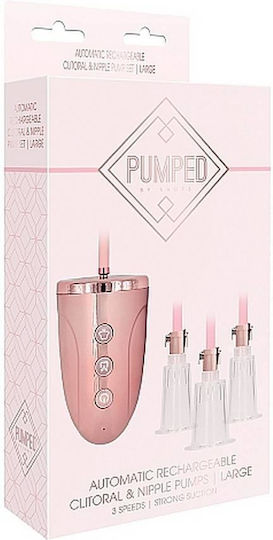 Shots Aspirator Pumped Set De Pompă Automată Reîncărcabilă Pentru Clitoris Și Sfârcuri Mare Roz