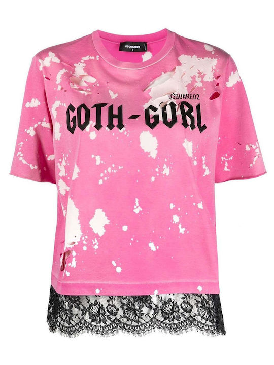 Goth-Gurl Γυναικεία Καλοκαιρινή Μπλούζα Βαμβακερή Κοντομάνικη Ροζ