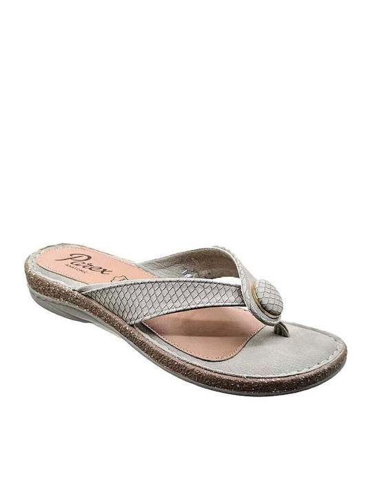 Leather Women's Flat Sandals Anatomic in Gray Color