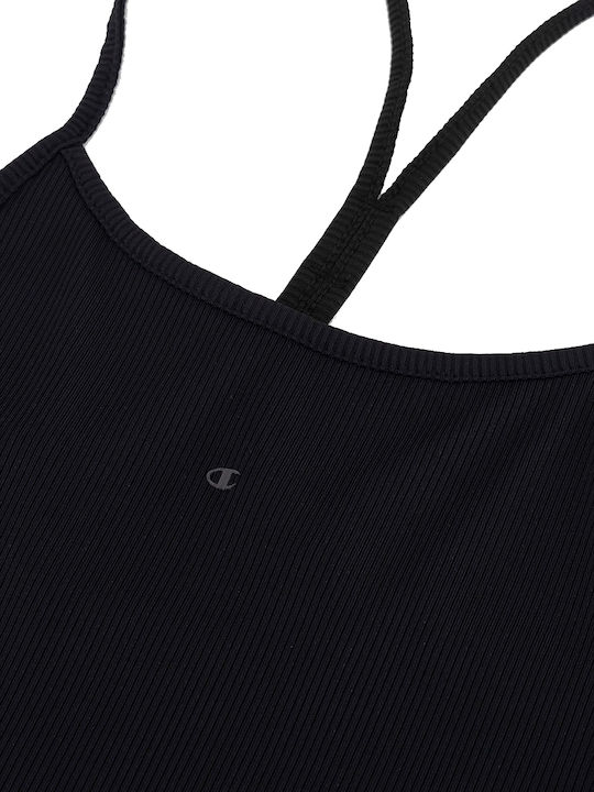 Women's Athletic Crop Top with Straps Black