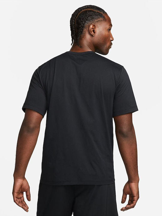 Nike UV Hyverse Bărbați T-shirt Sportiv cu Mânecă Scurtă Dri-Fit Negru/alb