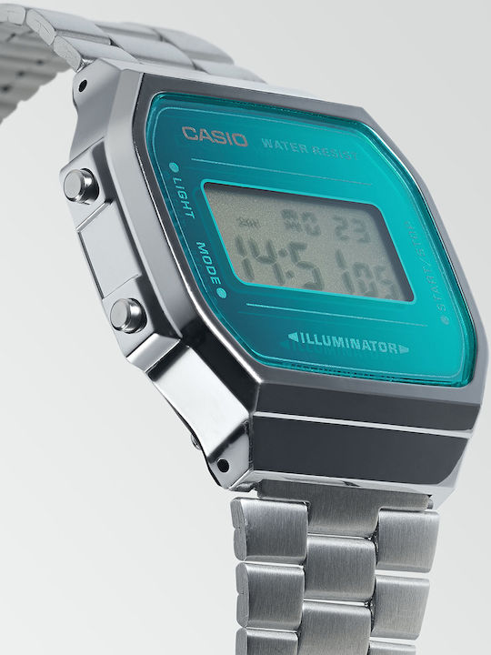 Casio Vintage Iconic Digital Men's Watch 36.3mm Battery with Silver Metal Bracelet