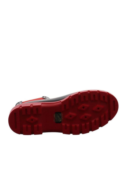 Gaudi Κοντές Γυναικείες Γαλότσες Black/Red