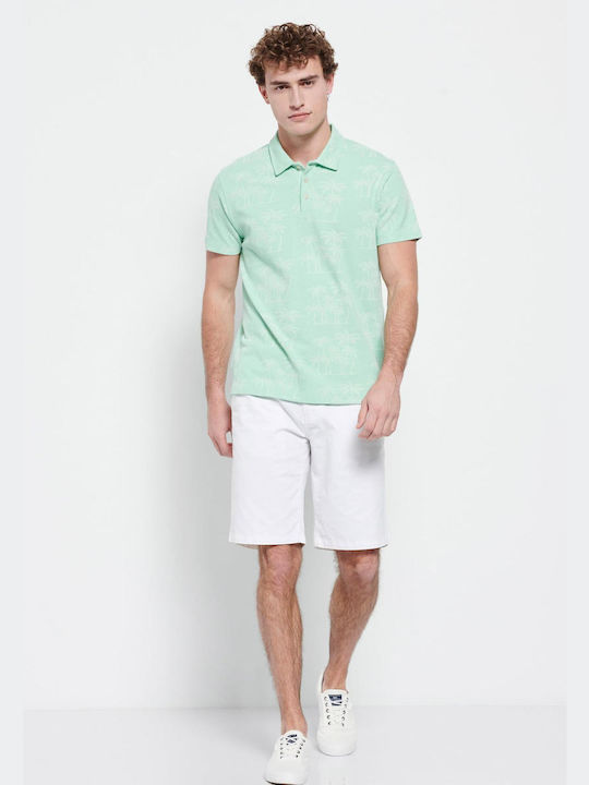 Funky Buddha Bluza Bărbătească cu Mânecă Scurtă Polo Mojito Green