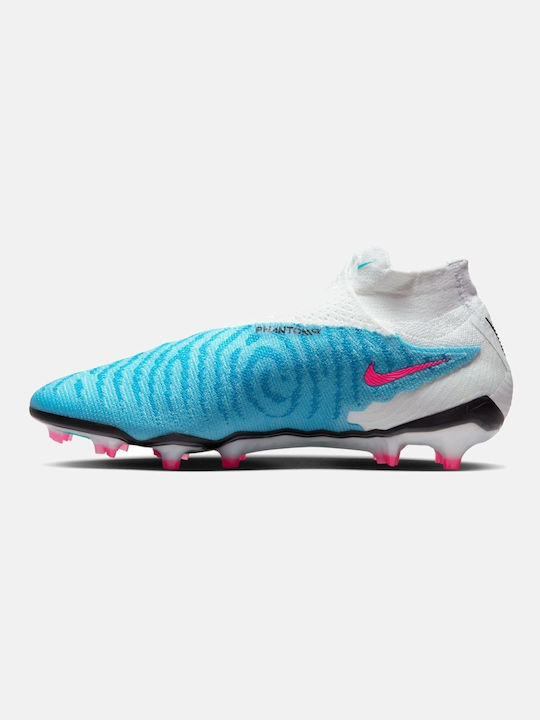Nike Phantom Gx Elite High Football Shoes FG with Cleats Baltic Blue / Laser Blue / Pink Blast