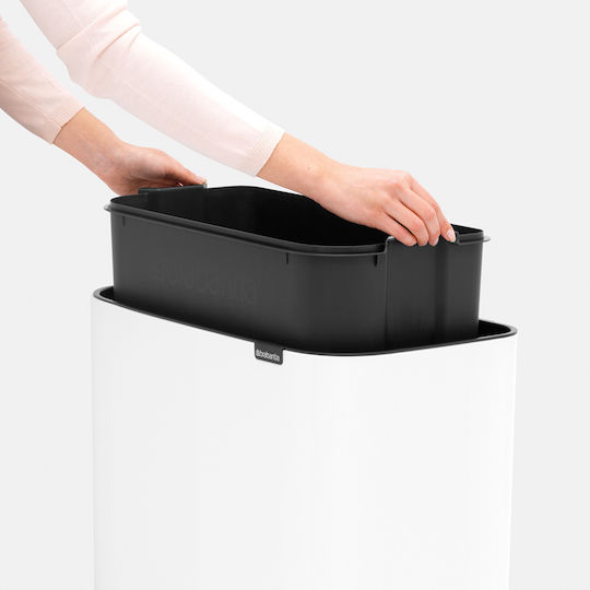Brabantia Bo Touch Waste Bin Made of Stainless Steel Push White 36lt