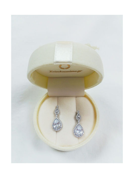 14K White gold wedding earrings with cubic zirconia