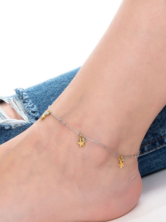 Silver starfish anklet 925