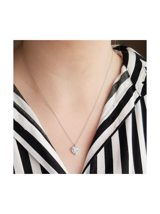 White gold heart necklace K14