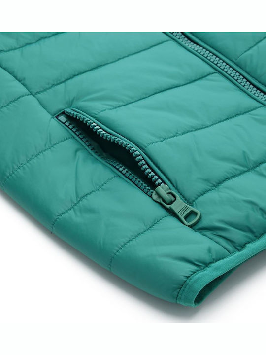 Kids' Quilted Jacket Sleeveless Short Green