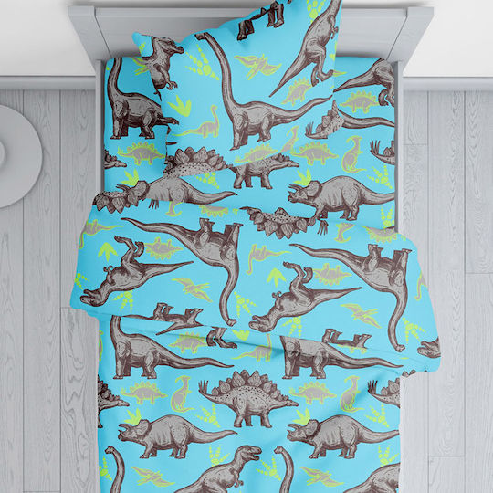 Viopros Double Sided Cotton Baby Quilt Rex 120x160cm Turquoise