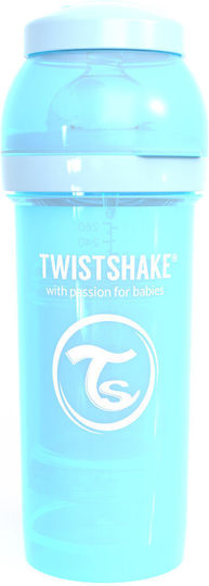 Twistshake Set of Plastic Baby Bottles Pastel Anti-Colic with Silicone Teat for 0+ Months Turquoise 260ml 2 Pieces