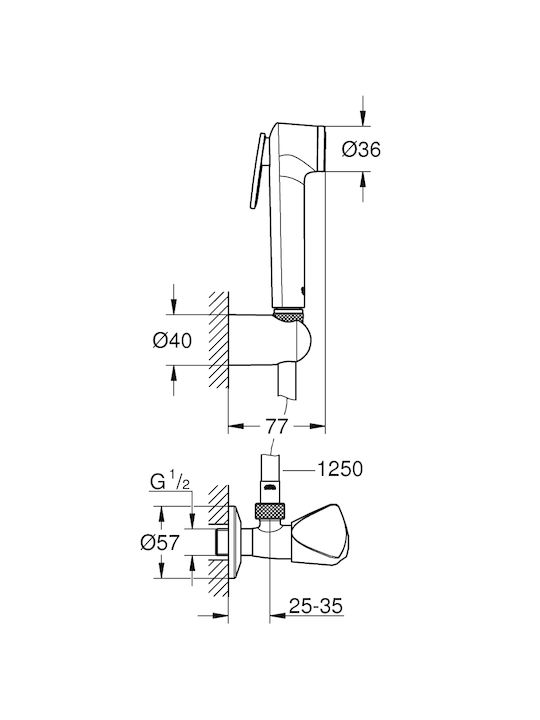 Grohe Tempesta F Wall Mounted Bidet Set Silver