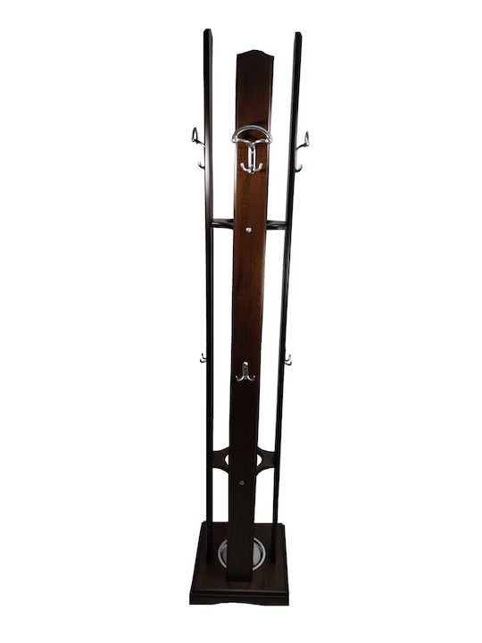 Epiplo-Fos Wooden Coat Rack with Umbrella Holder Brown 40x40x185cm