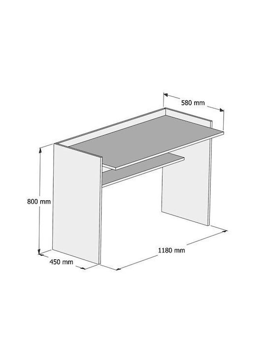 Γραφείο White Ξύλινο Λευκό 118x58x80εκ.