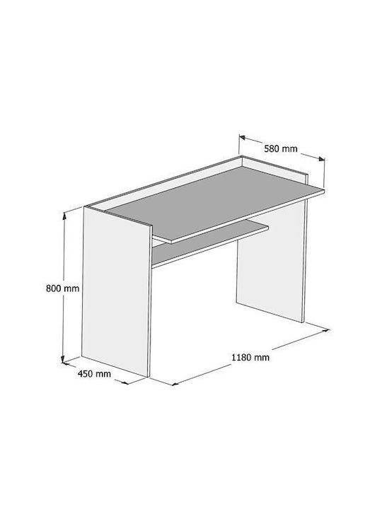 Γραφείο Ξύλινο Γκρι / Λευκό 118x58x80εκ.