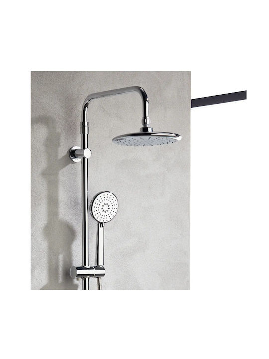 Tema Ρυθμιζόμενη Στήλη Ντουζ με Μπαταρία 85-137cm Ασημί